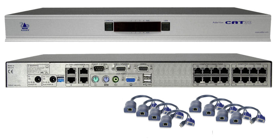 Adder AVX4016-UPK8 AdderView CatX, 4 x local Users 16 Computers with 8 x USB/VGA Cams Starter Bundle ( super value deal pack )