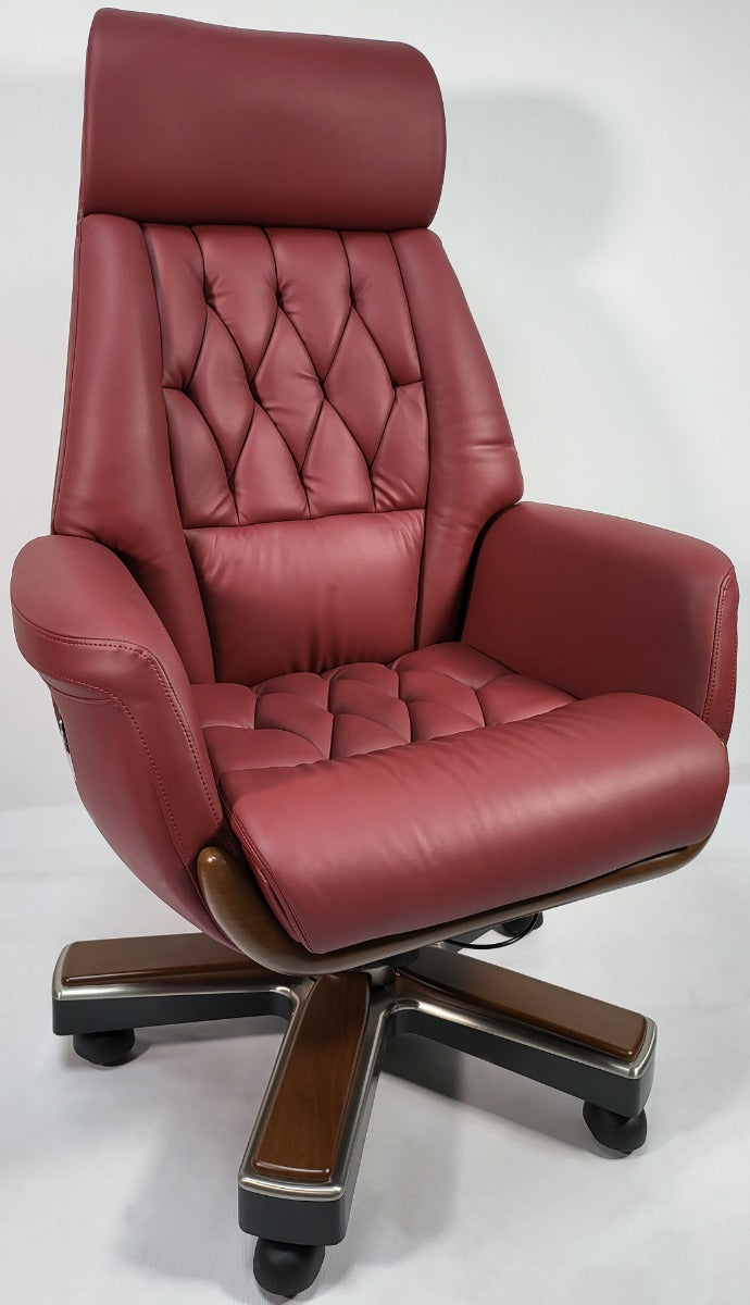 Specialising In Burgundy Leather Luxury Executive Office Chair -  YS1505A UK