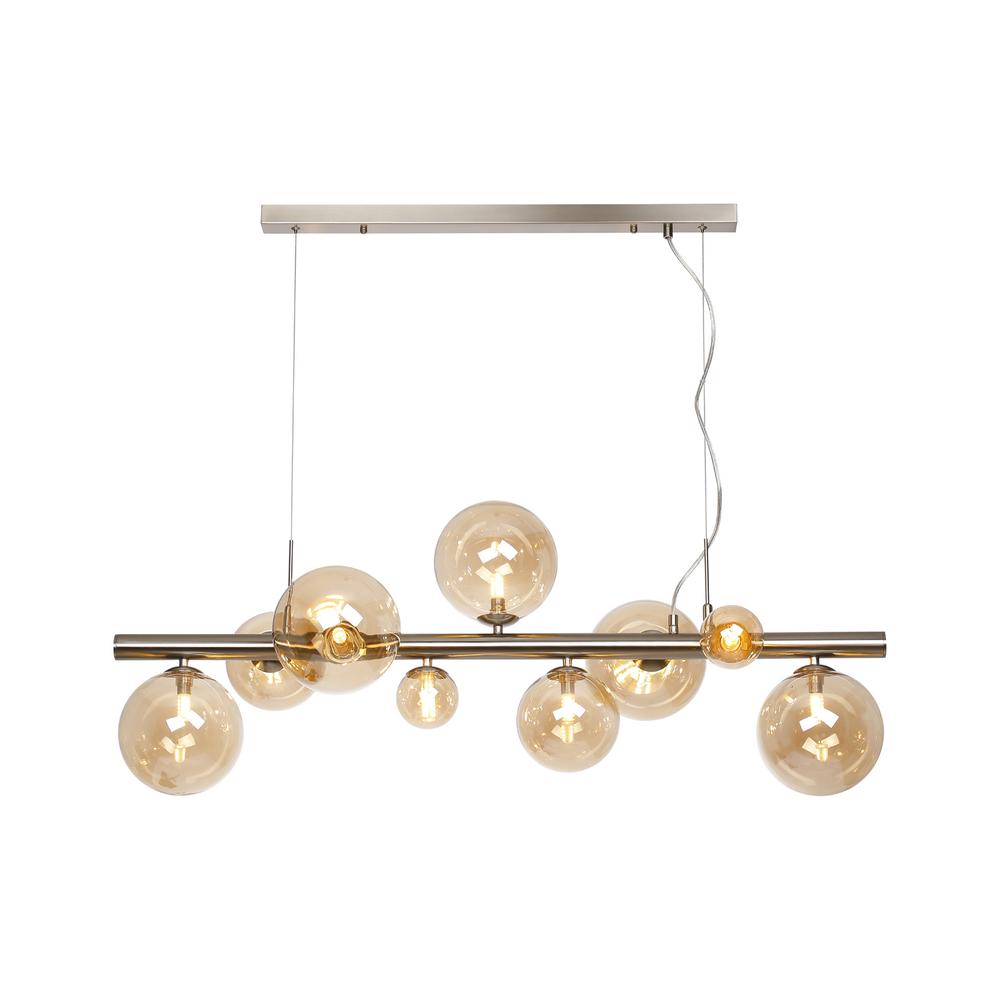 Luxuria Thorne Linear Pendant 9xG9 Satin Nickel Amber Plated Glass