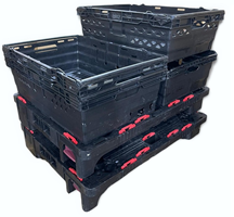 400x300x300 Black Eco Lidded Container (28 Ltr) For Logistic Industry