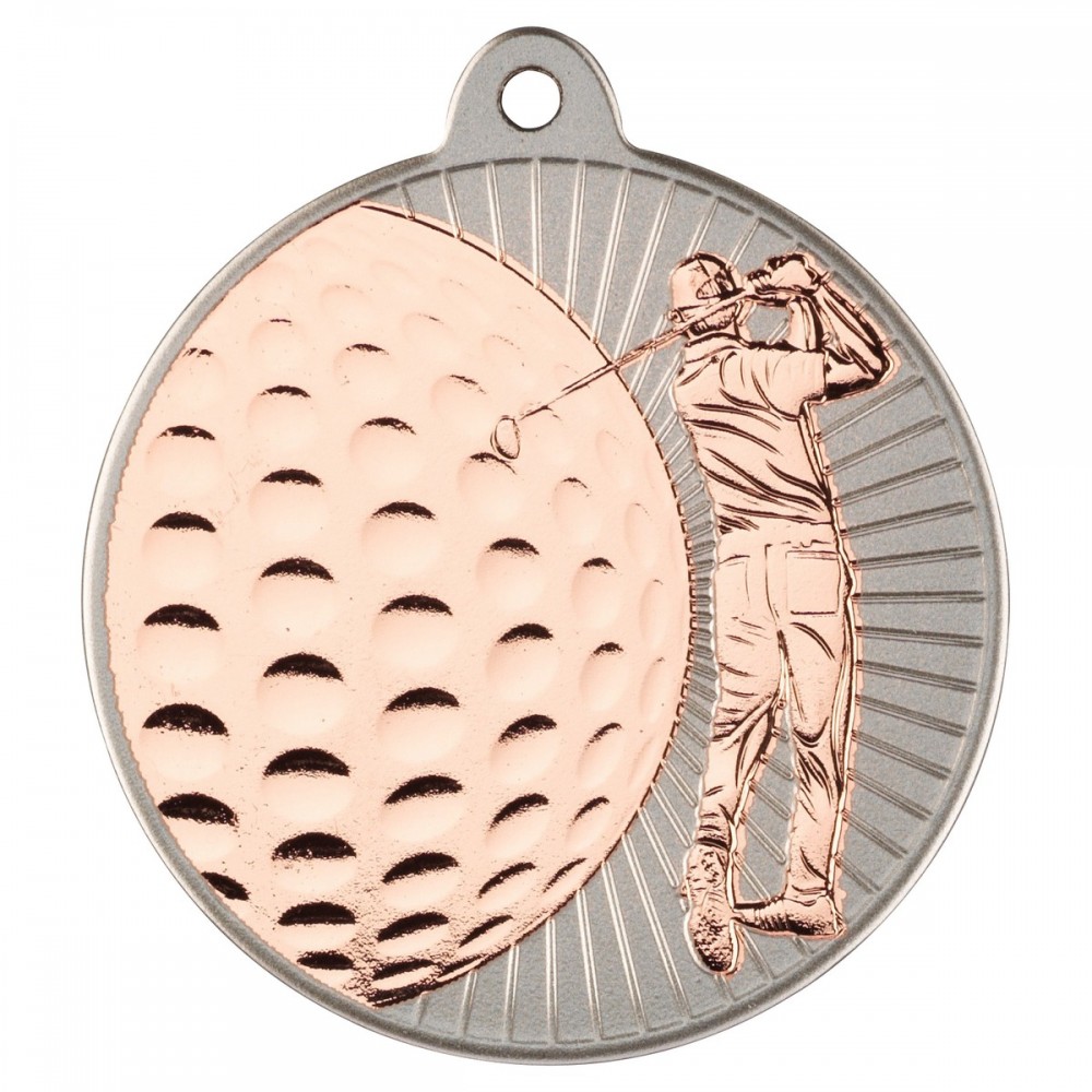 2 Tone Golf Bronze Medals - 50mm