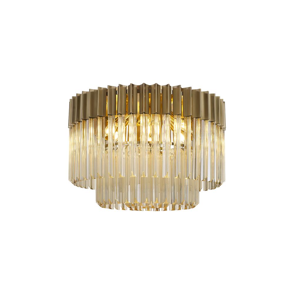 Luxuria Osiris 60cm Ceiling Round 7 Light E14 Brass / Cognac Sculpted Glass