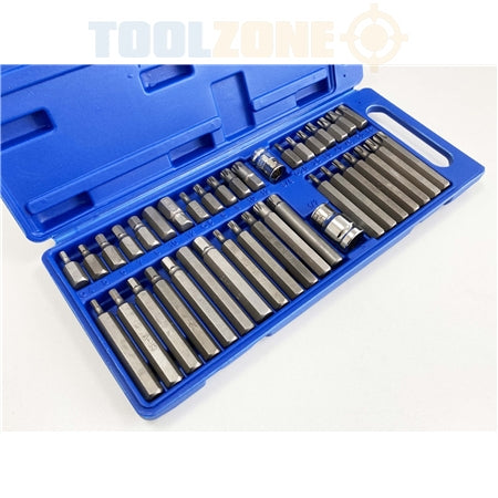 Toolzone 40Pc Hex/ Torx/ Spline Bits In Case - 4, 5, 6, 7, 8, 10 and 12mm - T20, T25, T30, T40, T45, T50, T55