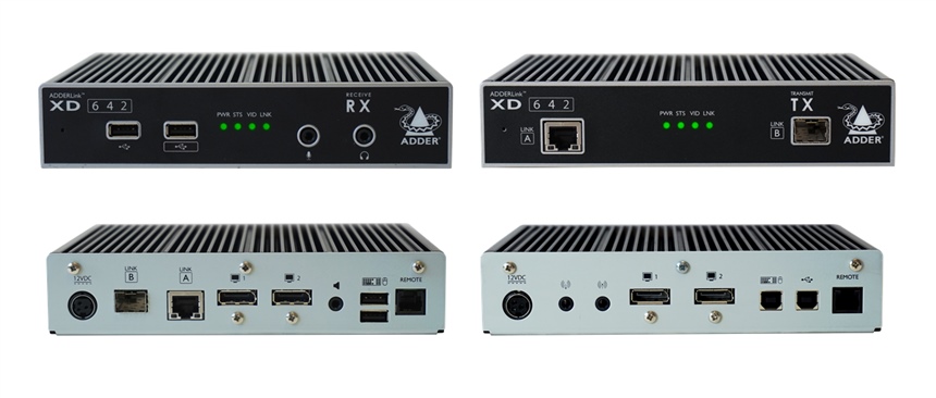 XD642P-DP - Adder - ADDERLink XD600 Range: Ultra high res 4K dual-head KVM extender, 4K60, Hi-Speed USB2.0 & audio, Ultra-low latency, single CATx or fiber *NEW* Multiscreen UTP ( DisplayPort Extender )