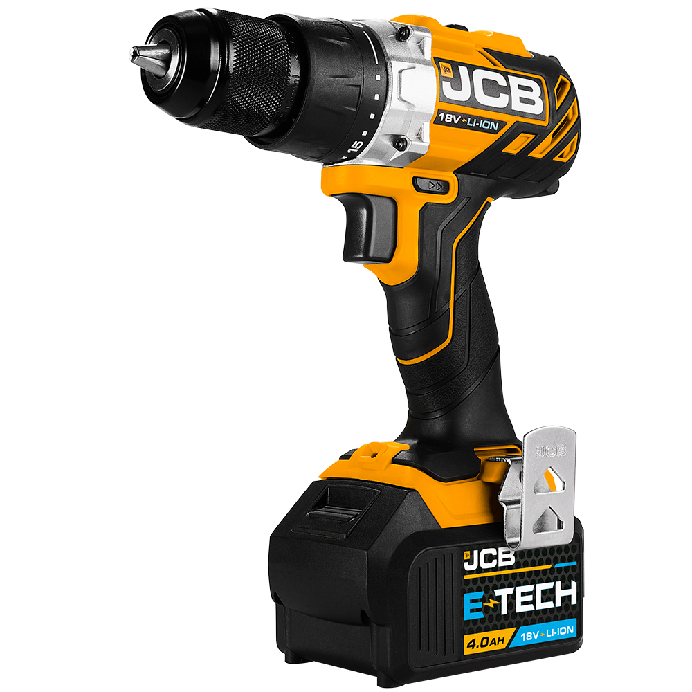 UK Suppliers JCB 18V Brushless Drill Driver with 4.0Ah Lithium-ion Battery and 2.4A Charger