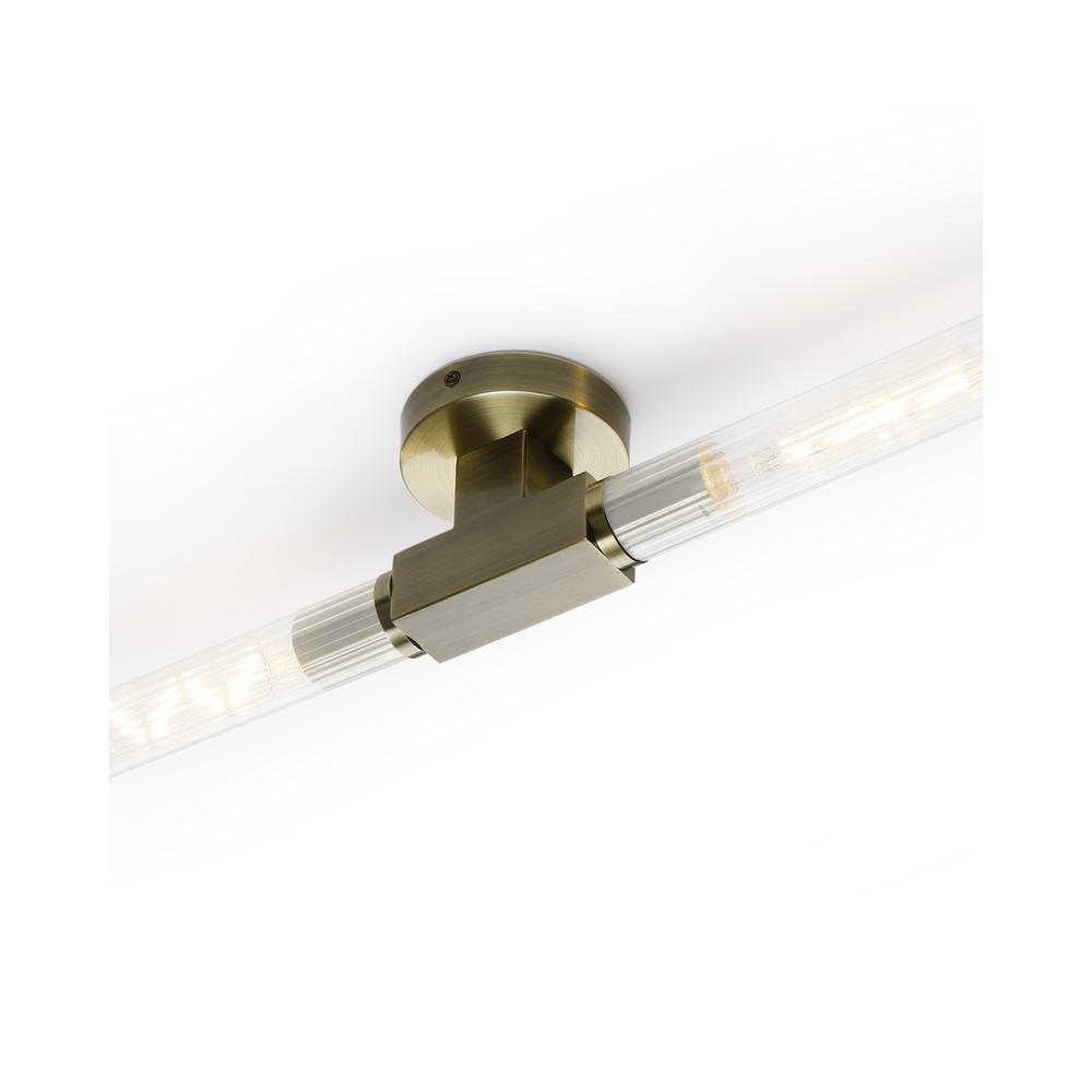 Luxuria Aero 2 Light Wall/Ceiling E27 IP44 Antique Brass