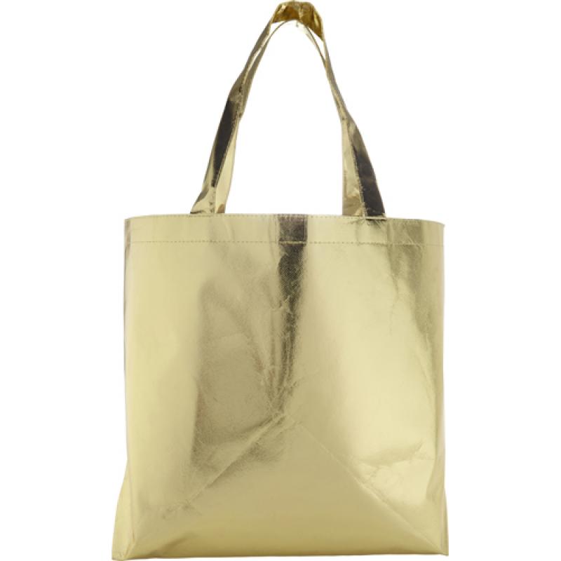 Nonwoven laminated shopping bag.