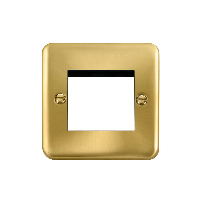 Click Deco Plus New Media 2 Aperture Grid Face Plate Satin Brass