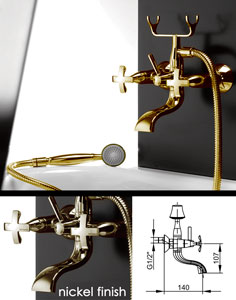 Coox Gold Bath Taps with Shower Attachment (43E)