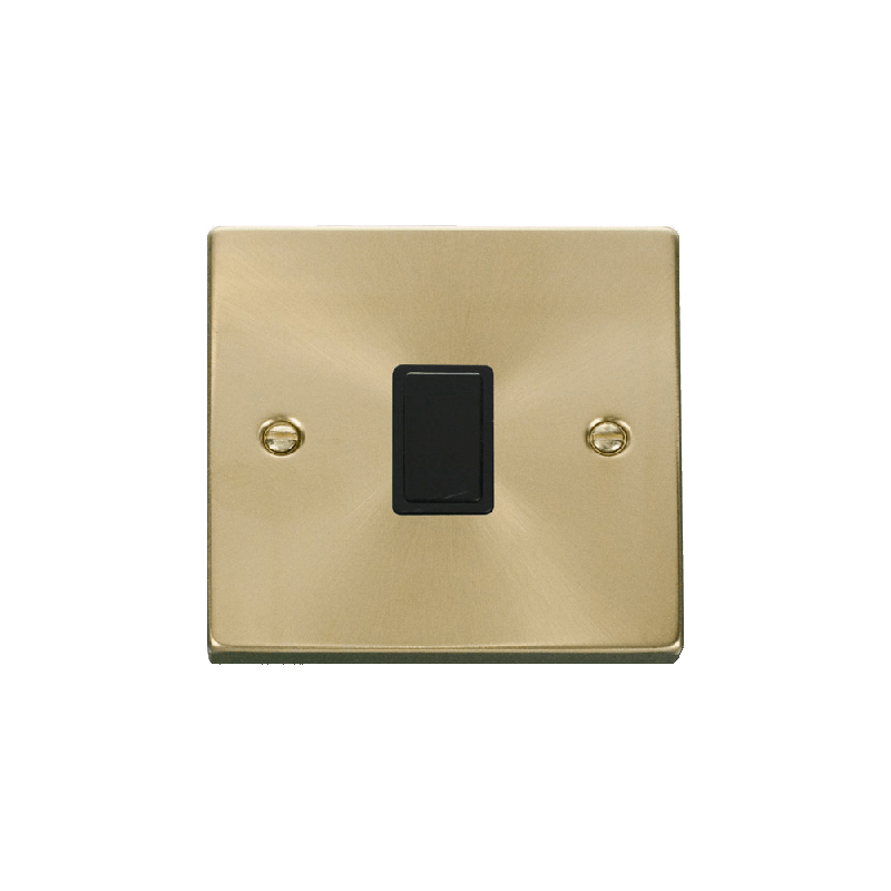 Click Deco 20A 1 Gang DP Switch Satin Brass Insert Black