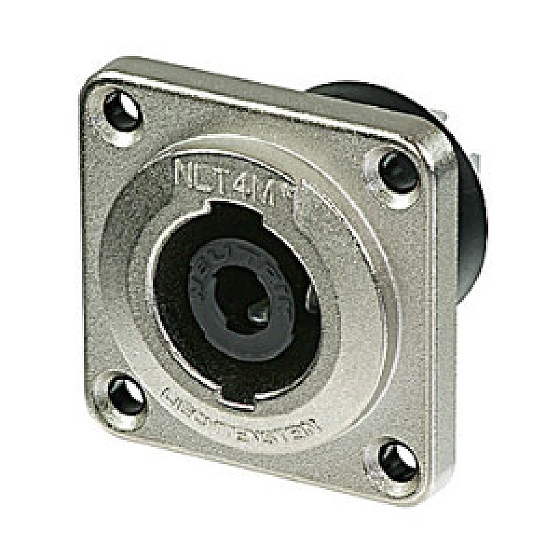 4 pole male chassis connector, metal housing, solder or ¼" flat tabs