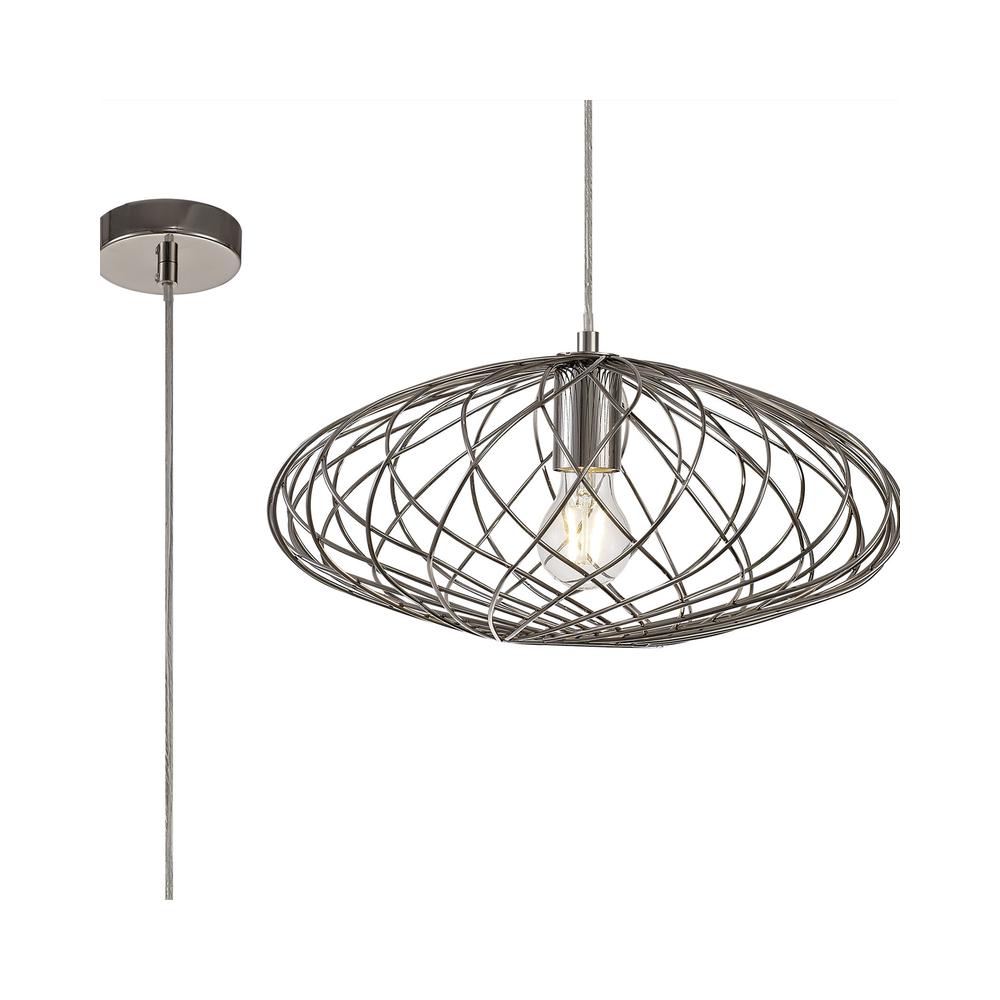 Luxuria Lyra 40cm Elliptical Sphere Pendant Light E27 Polished Nickel