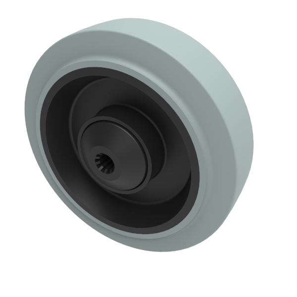 Grey Elastic Rubber 65shore A 125mm Ball Bearing Wheel 250kg Load