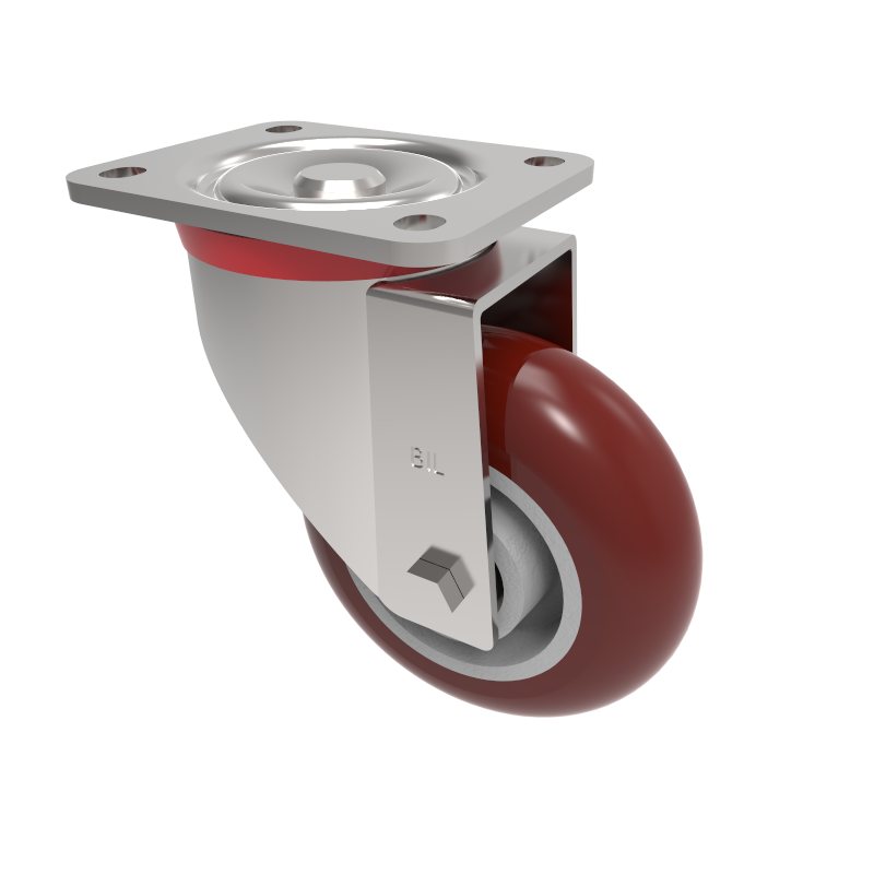 Ergonomic Polyurethane Plate Swivel Castor 150mm 575kg Load