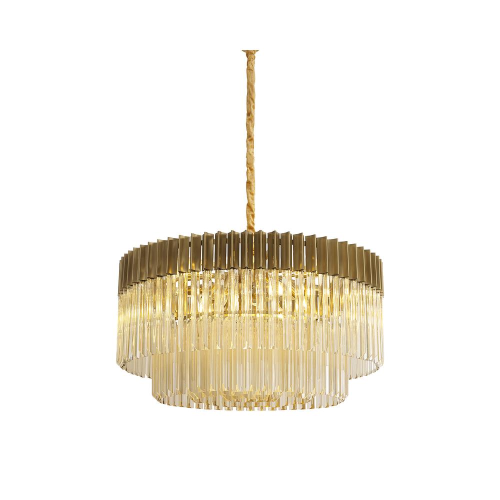 Luxuria Osiris 80cm Pendant Round 12 Light E14 Brass / Cognac Sculpted Glass