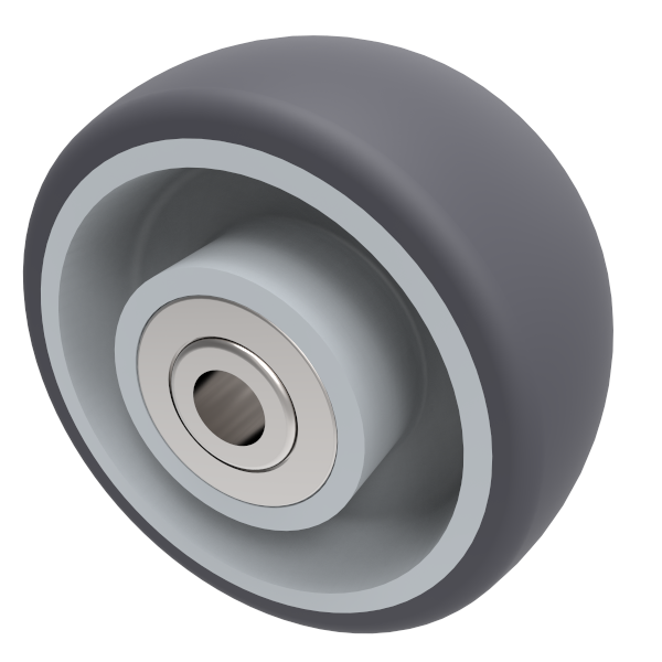 Grey Rubber 125mm Ball Bearing Wheel 80kg Load