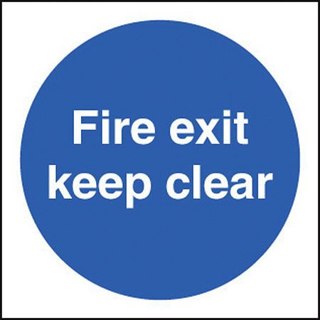 Fire exit keep clear double sided self adhesive 100x100mm