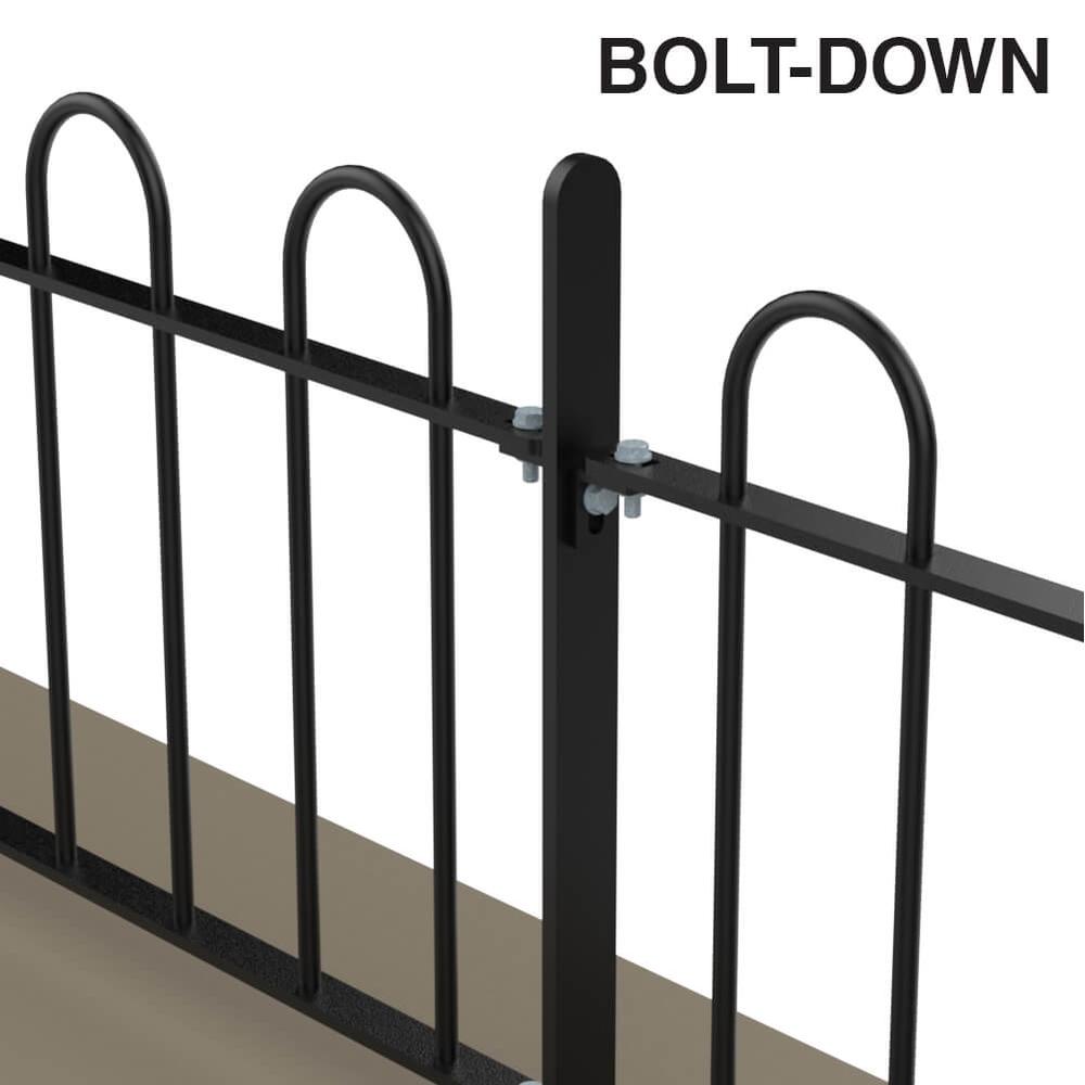 500mm Bow Top  Bolt Down Fence p/mWith 12mm Bars - Black Powder Coated