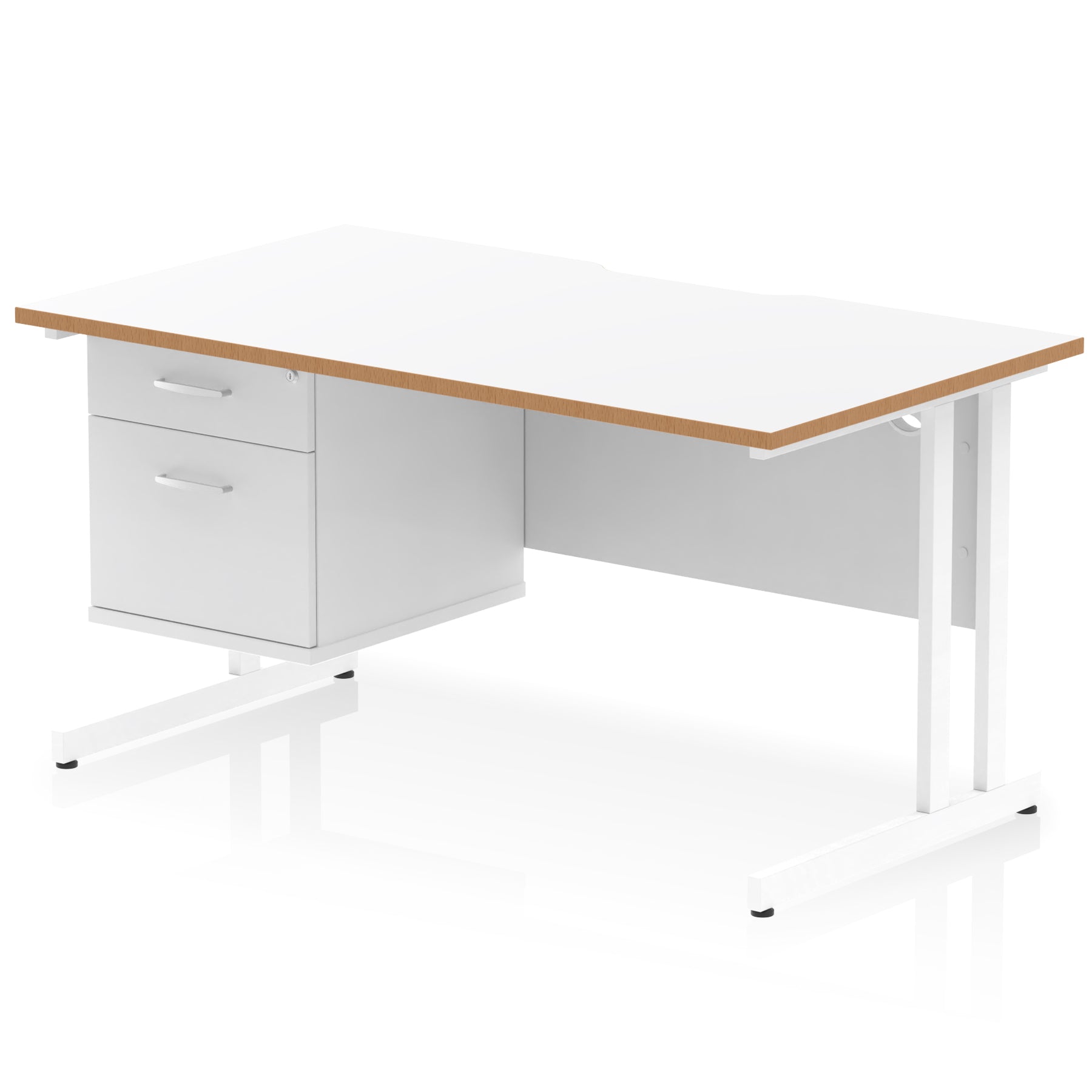 Suppliers Of Impulse Scalloped Edge Cantilever Straight Desk With Single Fixed Pedestal - 1400mm - Multiple Colour Options North Yourkshire