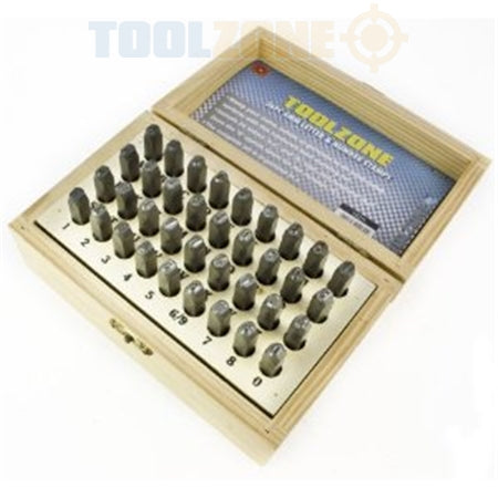 Toolzone HB273 3mm 36Pc Alphabet Letter & Number Stamps/Punches, Silver