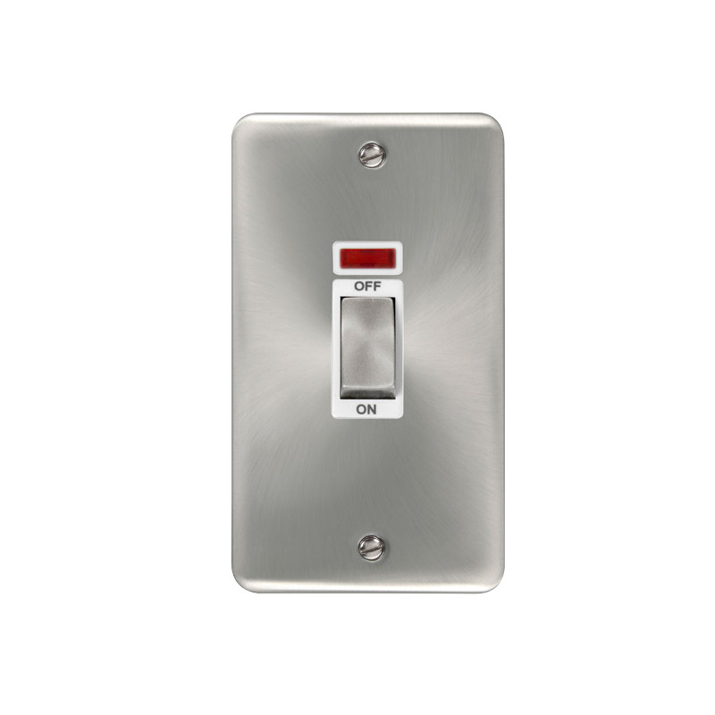 Click Deco Plus Vertical Cooker Switch Satin Chrome White Inserts Neon Light