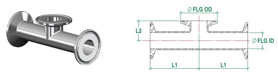 Equal Tee Short Branch, Clamp Ended