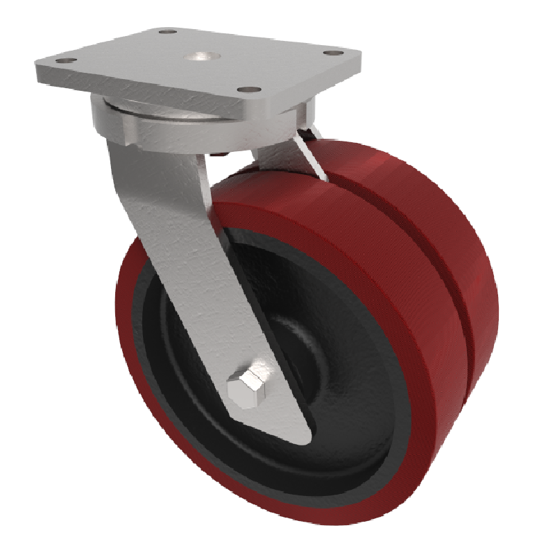 Polyurethane Cast Iron Plate Swivel Castor 250mm 2800kg Load