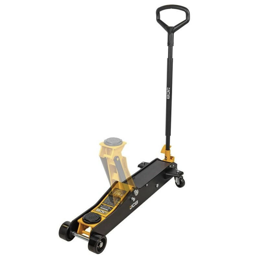 JCB 3 Tonne Hydraulic Long Trolley Jack, Heavy-duty, 525mm Max. Lift 
