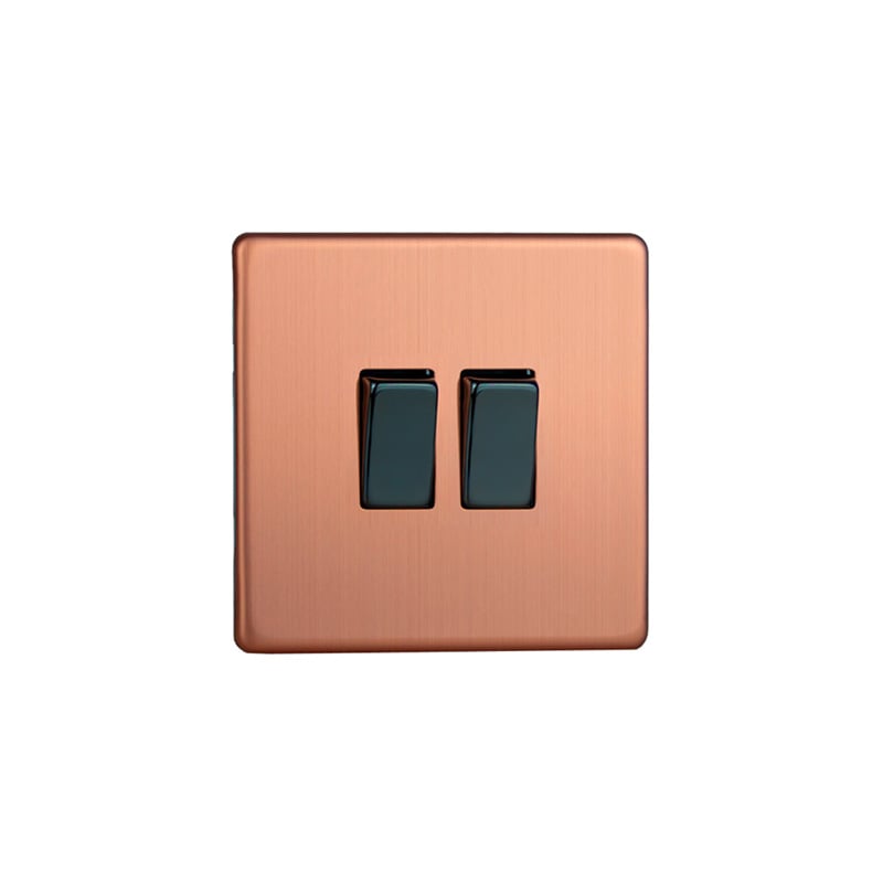 Varilight Urban 2G 10A Intermediate Switch Brushed Copper Screw Less Plate