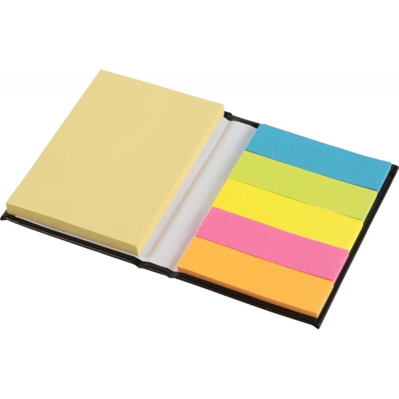 Notebook with sticky notes