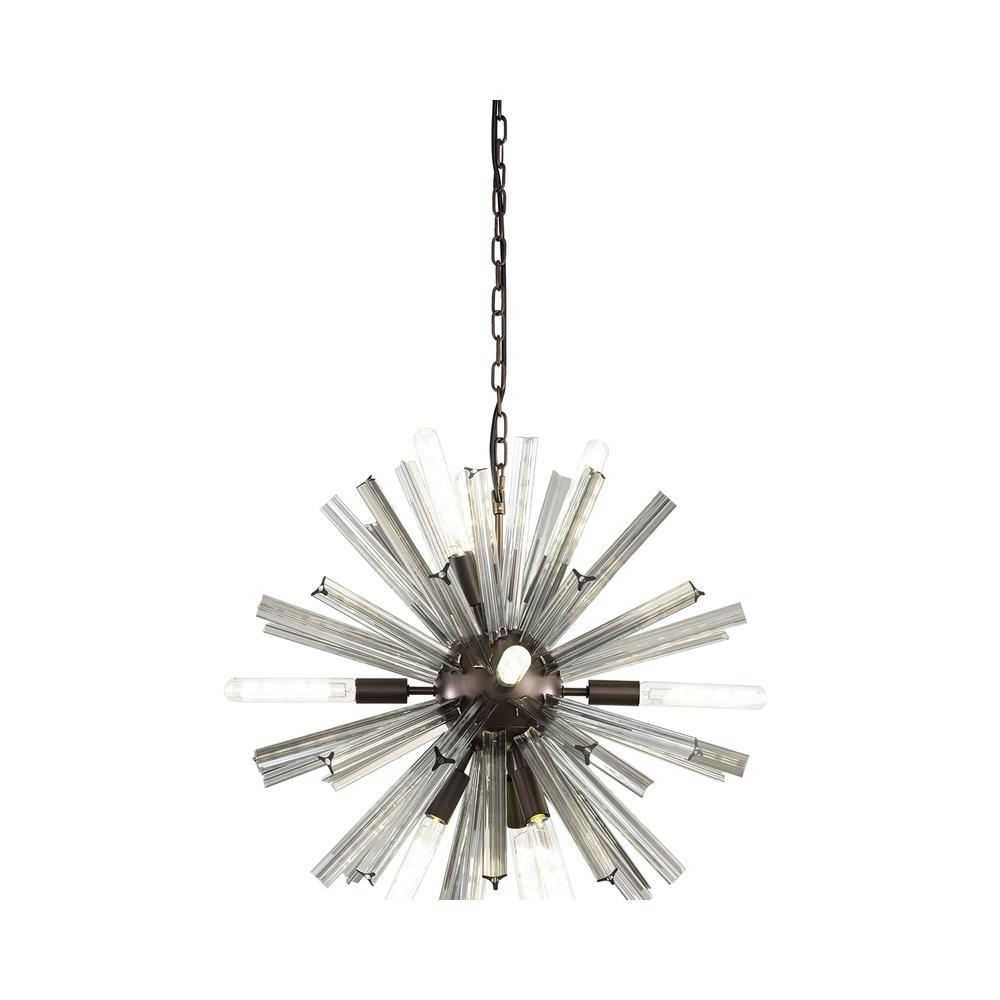 Luxuria Seneca 60cm 10 Light E14 Round Pendant Brown Oxide / Smoke Glass