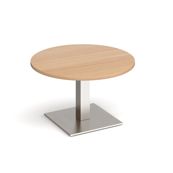 Brescia Circular Coffee Table with Brushed Steel Base - Beech