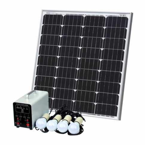 Off-Grid Solar Lighting System With 80W Solar Panel, 4 Led Lights, Solar Charge Controller And Lithium Battery