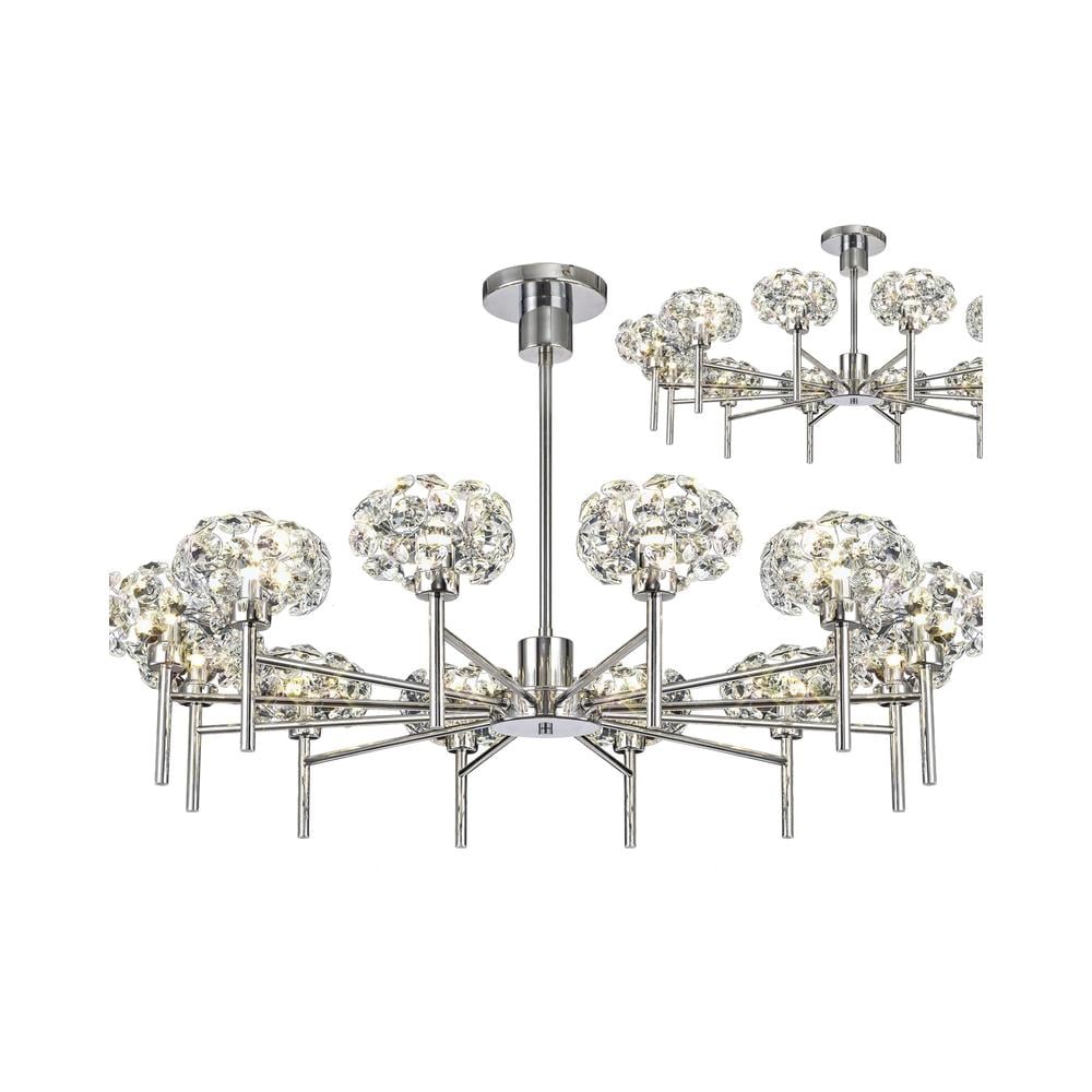 Luxuria Paramount 102cm 12 Light G9 Telescopic Light With Polished Chrome And Crystal Shade