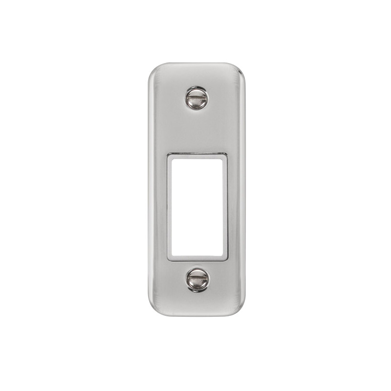 Click Deco Plus MiniGrid 1 Aperture Architrave Face Plate Polished Chrome White Inserts