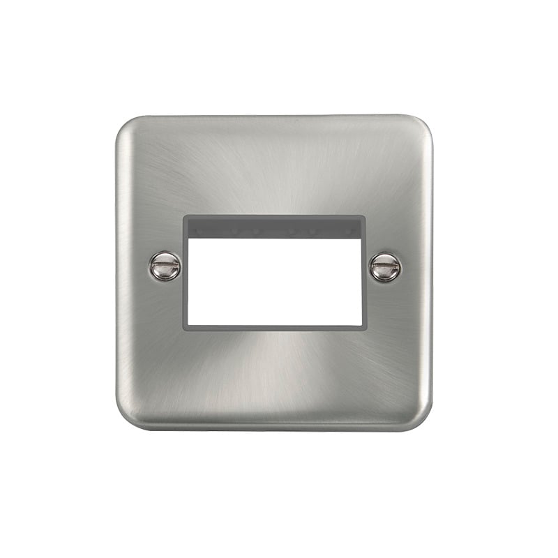 Click Deco Plus MiniGrid 3 Aperture Face Plate Satin Chrome Grey Inserts