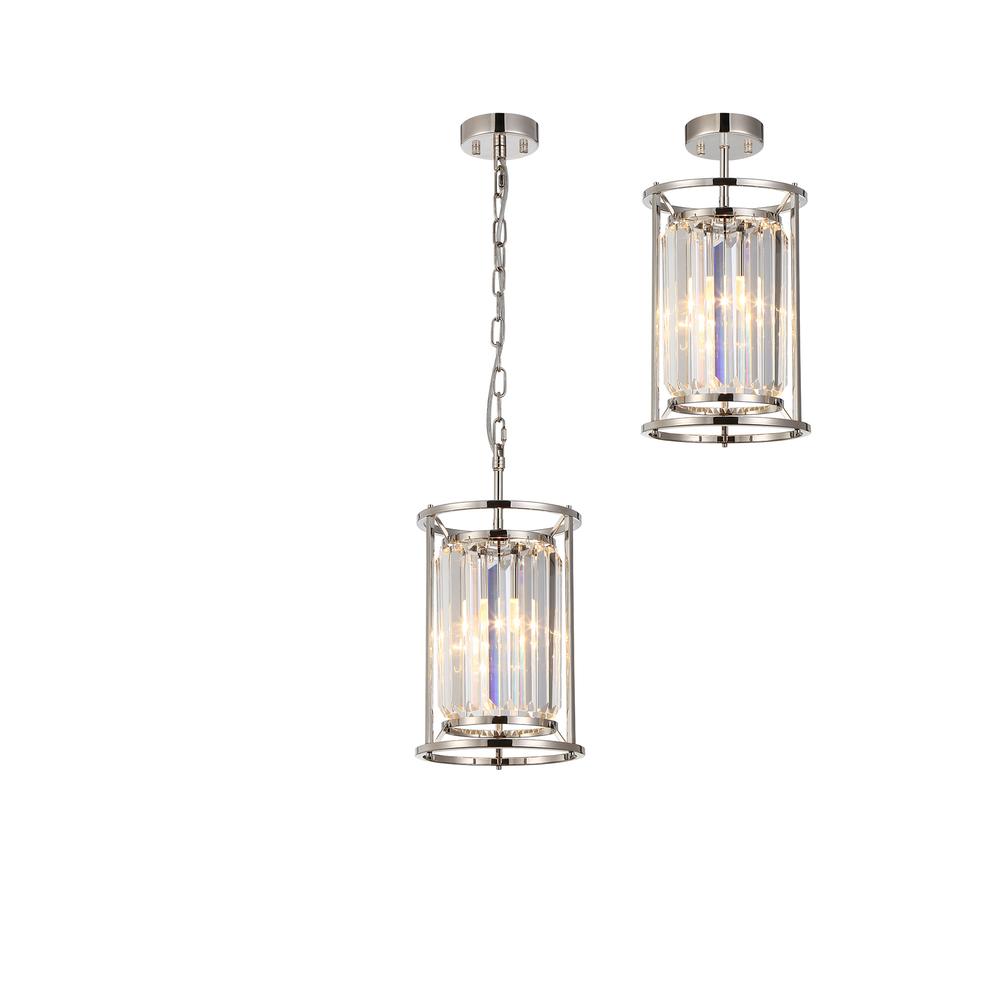 Luxuria Pantheon 20cm Pendant Light E27 Polished Nickel / Clear