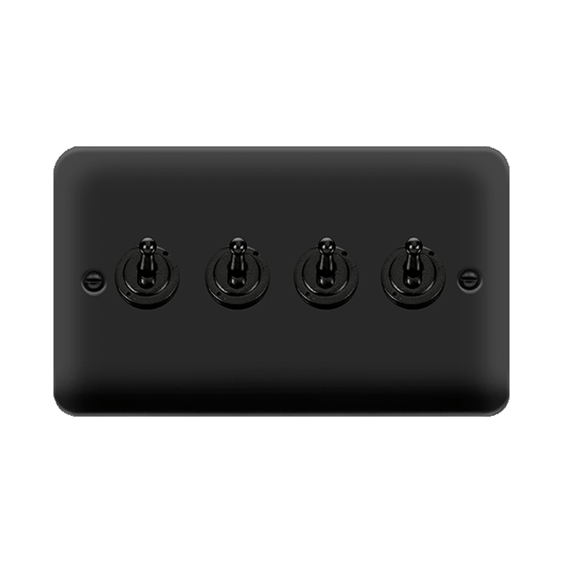 Click Deco Plus 2 Gang Toggle Switch Matt Black