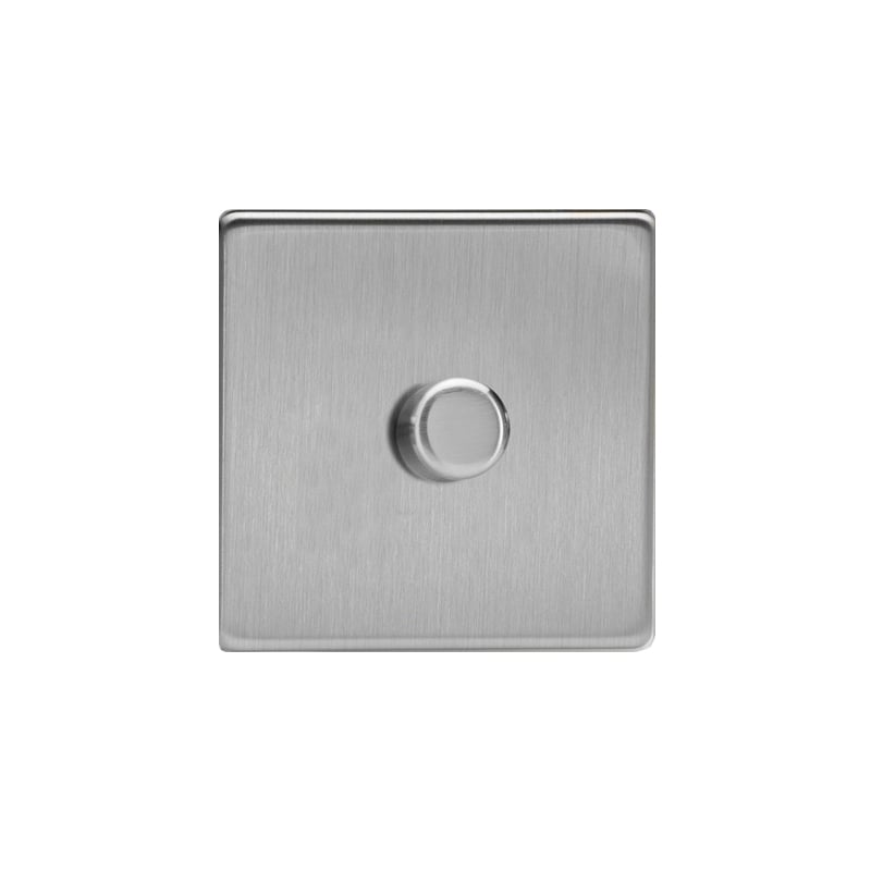 Varilight Screw Less Brushed Steel Dimmer 1G 300W