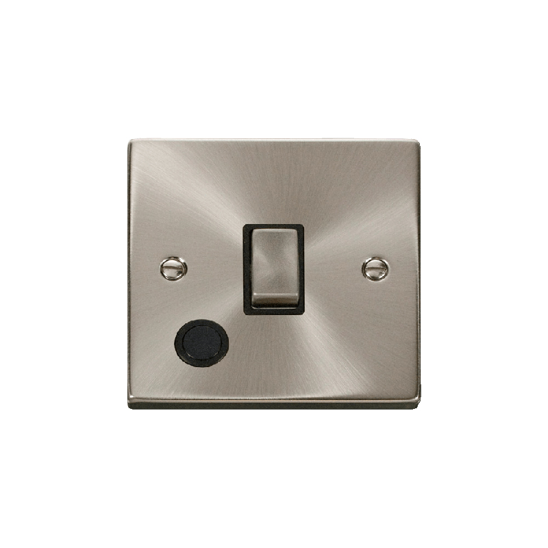 Click Deco 20A 1 Gang DP 'Ingot' Switch With Flex Outlet Satin Chrome Insert Black