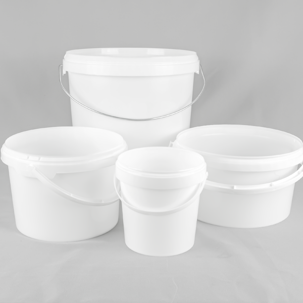 Round White Plastic Buckets/Pails 