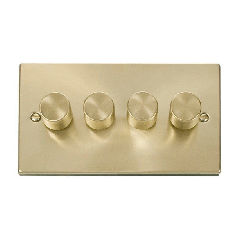 Click Deco 4 Gang 2 Way 400Va Leading Edge Dimmer Switch Satin Brass