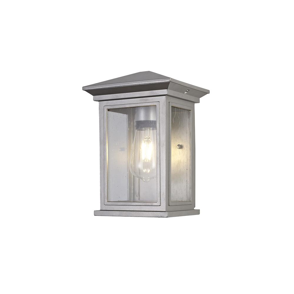 Luxuria Nyx Flush Wall Light E27 IP54 Silver Grey/Clear Seeded Glass