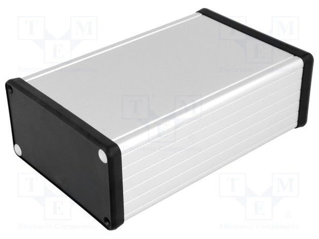 UK Suppliers Of 160 X 103 X 53mm Extruded Anodized Aluminium IP54 Enclosure With Plastic End Plate