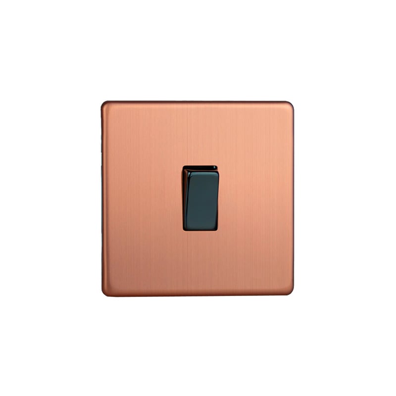 Varilight Urban 10A 1G Rocker Switch Brushed Copper Screw Less Plate