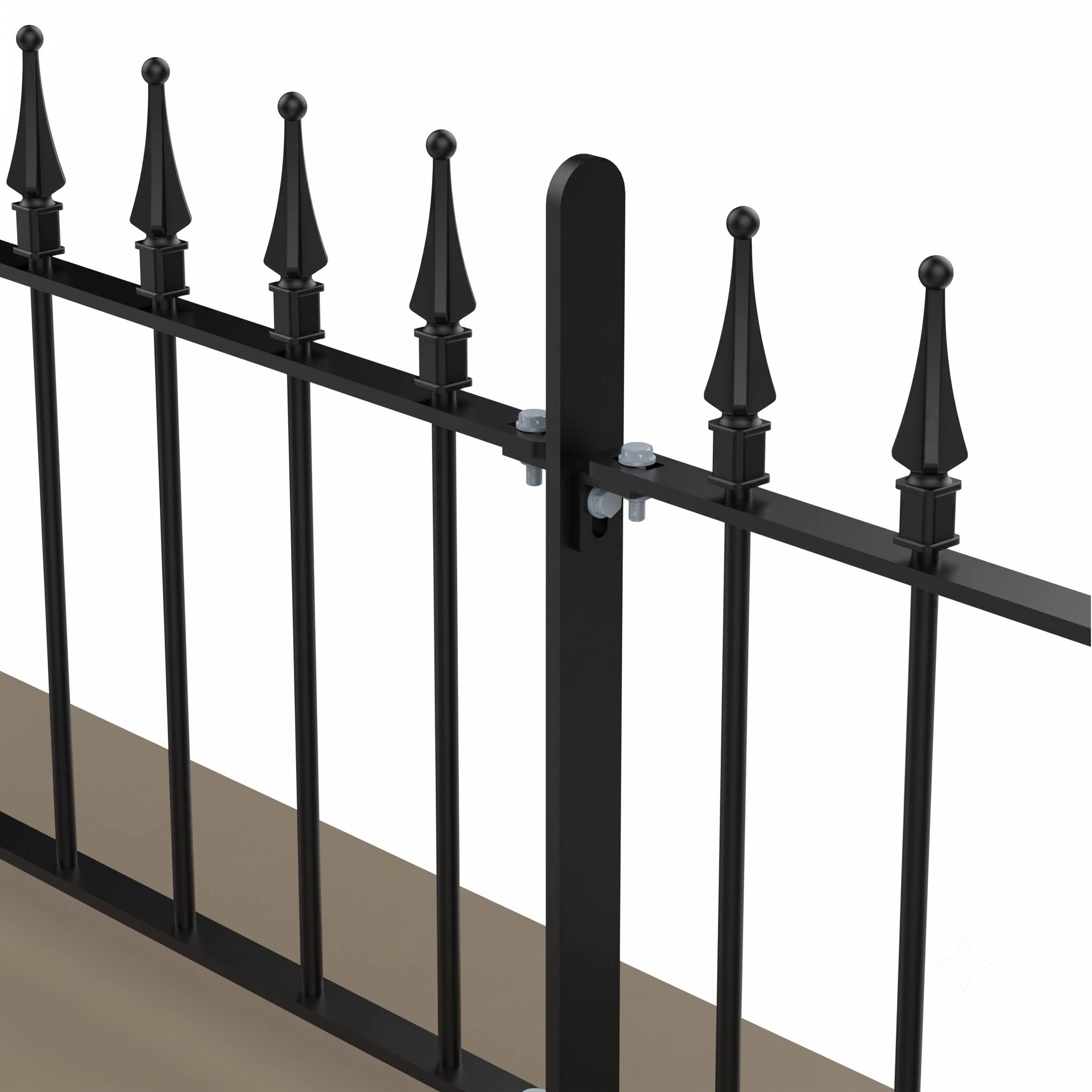 Black Powder Coated 500mm Forest Railhead Concrete In Fence with 12mm Bars