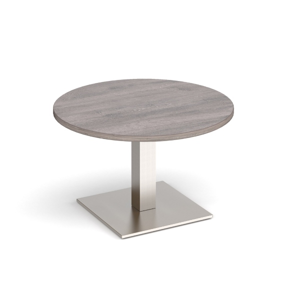 Brescia Circular Coffee Table with Brushed Steel Base - Grey Oak