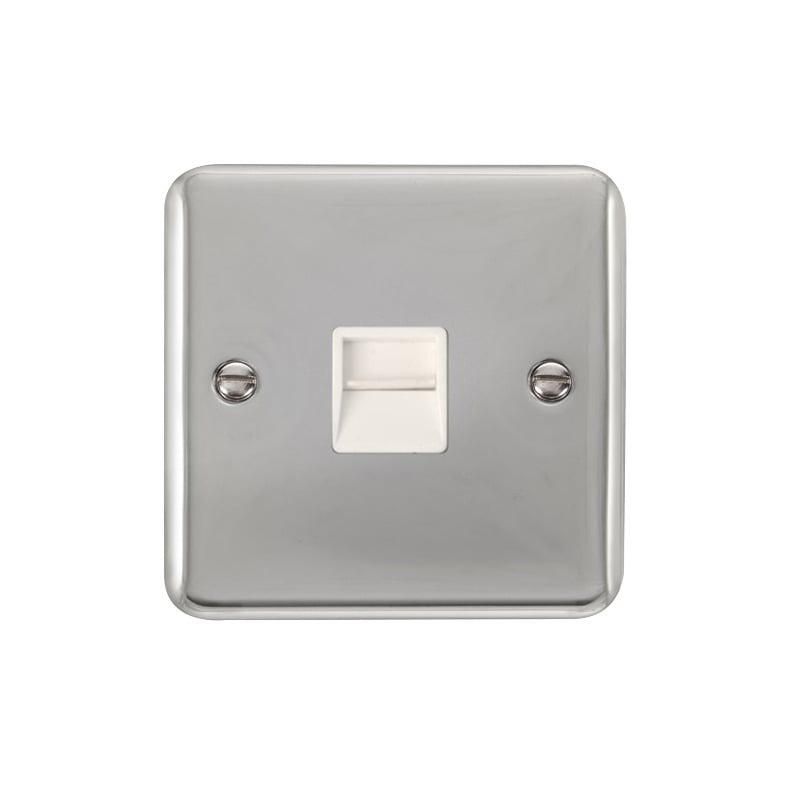 Click Deco Plus Single Telephone Outlet (Master) Polished Chrome White Inserts