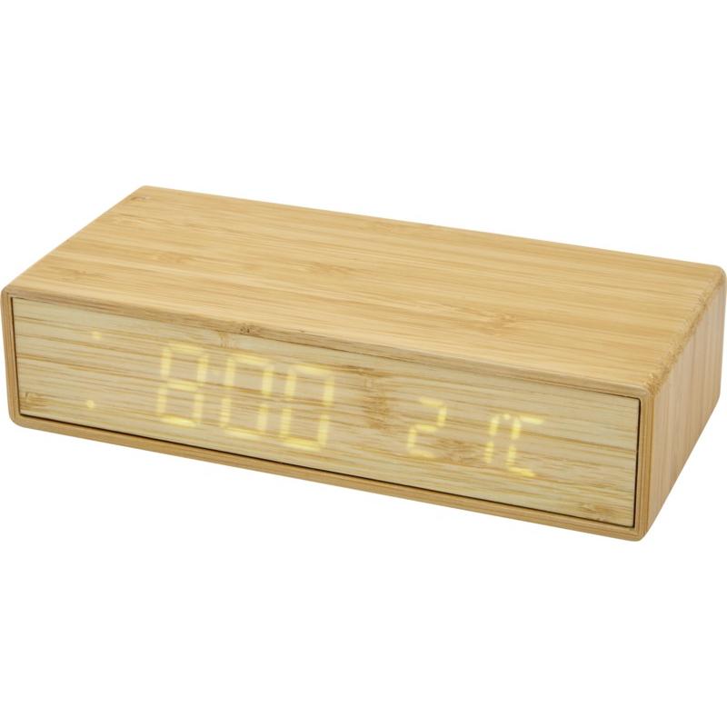 Minata Bamboo wireless charger with clock