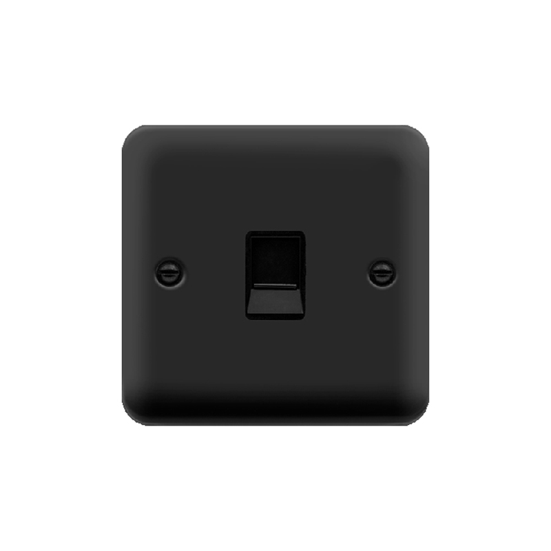 Click Deco Plus Single RJ11 (Irish/US) Outlet Matt Black Black Inserts